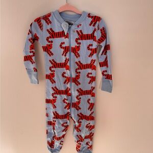 Hanna Andersson Blue and Orange Tiger Print Kids Pajamas